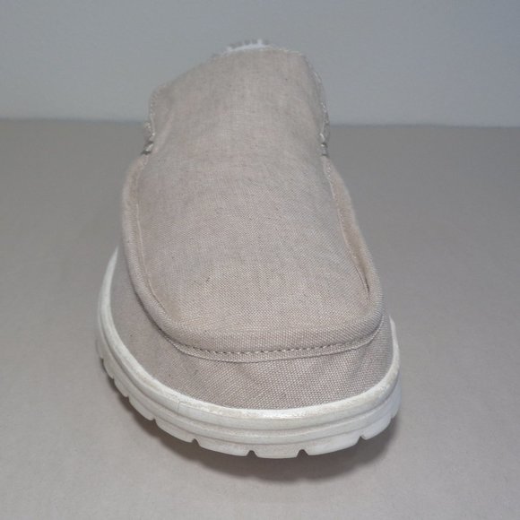 Hey Dude Size 13 M MIKKA Chambray Beige Cotton Slip On Loafers New Men's Shoes - Picture 5 of 14